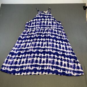 Mossimo Supply Co. Halter Dress Sleeveless Casual Blue White Tie Dye‎ M